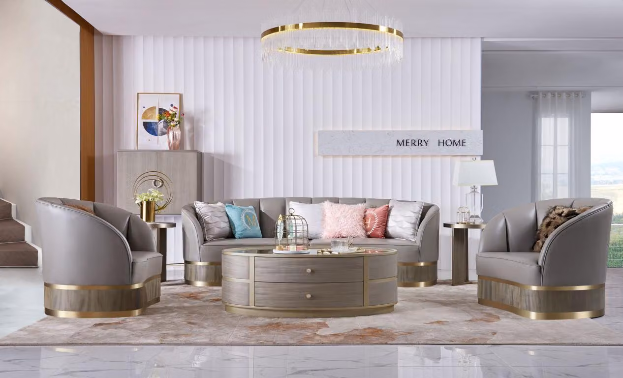 Design Einrichtung Möbel Sofagarnitur 3+1 Sitzer Couch Polster Set Ledersofa
