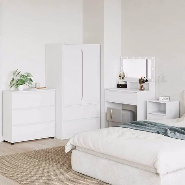 Armadio bianco vidaXL con ante a battente e cassetti interni in MDF, L 80 cm x P 31 cm x H 81 cm