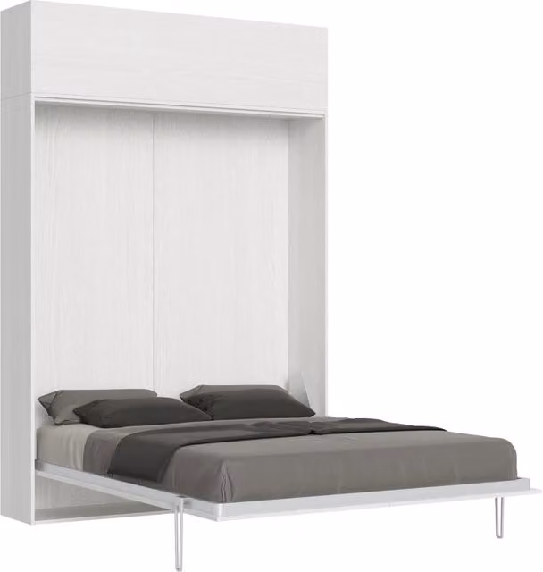 Letto Matrimoniale a Scomparsa Salvaspazio Kentaro GIORDANOSHOP Bianco con Finitura Faggio H 250 cm – 1
