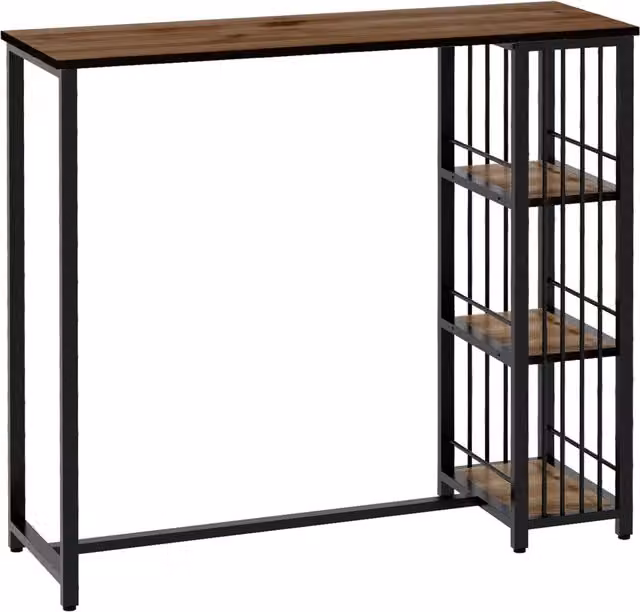 Tavolo da cucina rettangolare Minimal in stile industrial, L/P/H: 120 x 40 x 105 cm, marrone e nero – 1