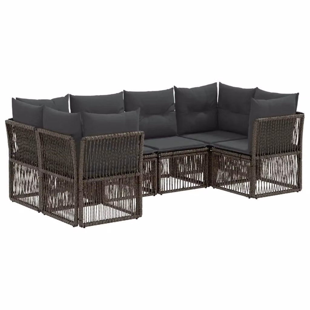 Set Divano da Giardino vidaXL a 6 posti in Polyrattan Grigio con Cuscini e Struttura in Acciaio – 2