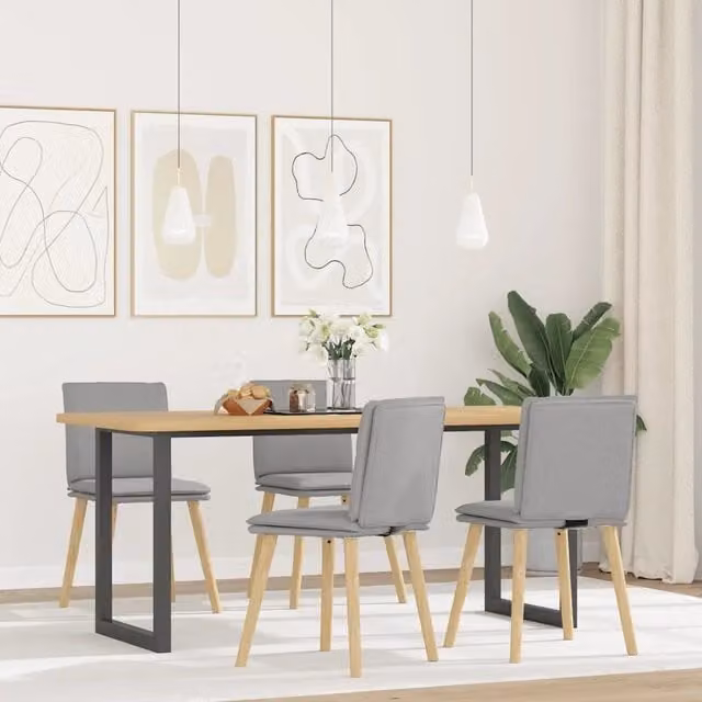 Set di 4 sedie da pranzo vidaXL in tessuto grigio con struttura in legno e metallo per soggiorno e cucina