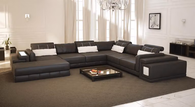 Ledersofa U-Form Couch Wohnlandschaft Ecksofa Garnitur Design Modern Sofa