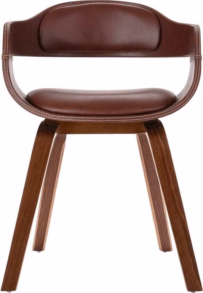 Sedia da Pranzo Marrone in Legno Curvato e Pelle finta