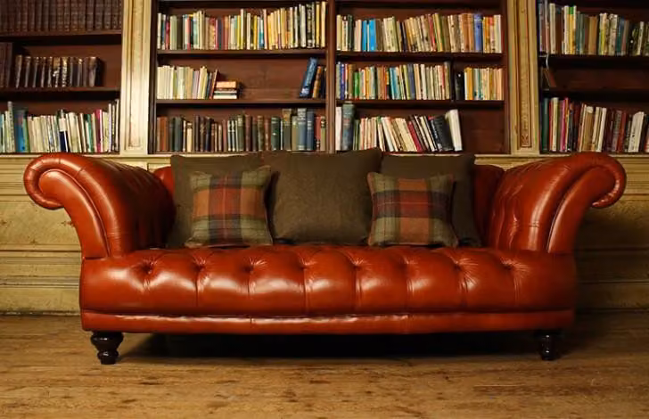Braune Leder Chesterfield Sofa Couch Polster couchen Garnitur 3 Sitzer