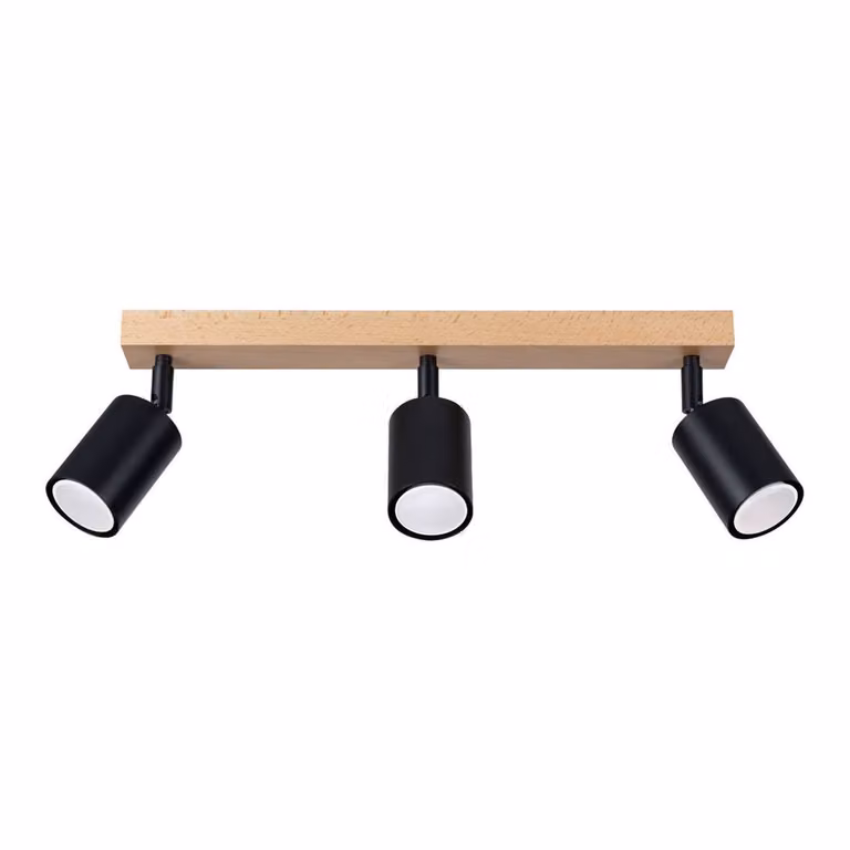 Lampada a soffitto VERDO 3L nero 3xGU10 10W acciaio/legno 17.5x45x61cm Sollux Lighting