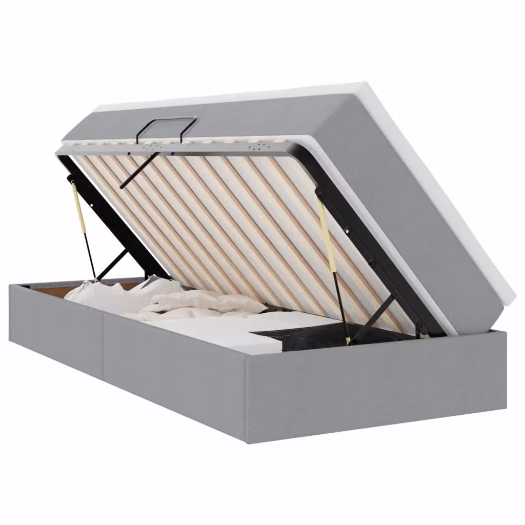 Letto con contenitore e materasso ibrido vidaXL Grigio chiaro L 90 x P 200 cm – 2