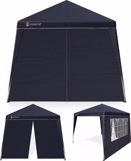Gazebo pieghevole Capri Casaria antracite con 2 pareti laterali con finestra L: 300 cm, P: 300 cm, H: 250 cm – 1