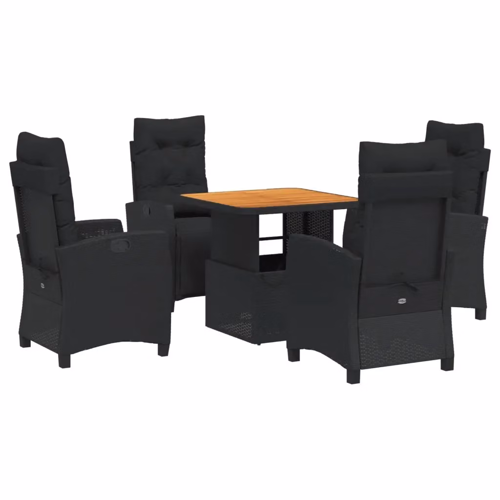 Set da pranzo da giardino vidaXL in legno di acacia oliato nero e marrone con meccanismo regolabile in altezza – 2
