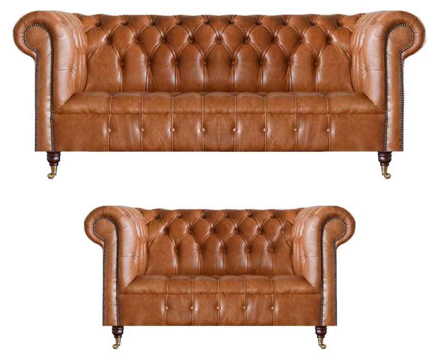 Chesterfield Kunstleder Garnitur Designer Sofas Luxus 2-Sitzer Couch