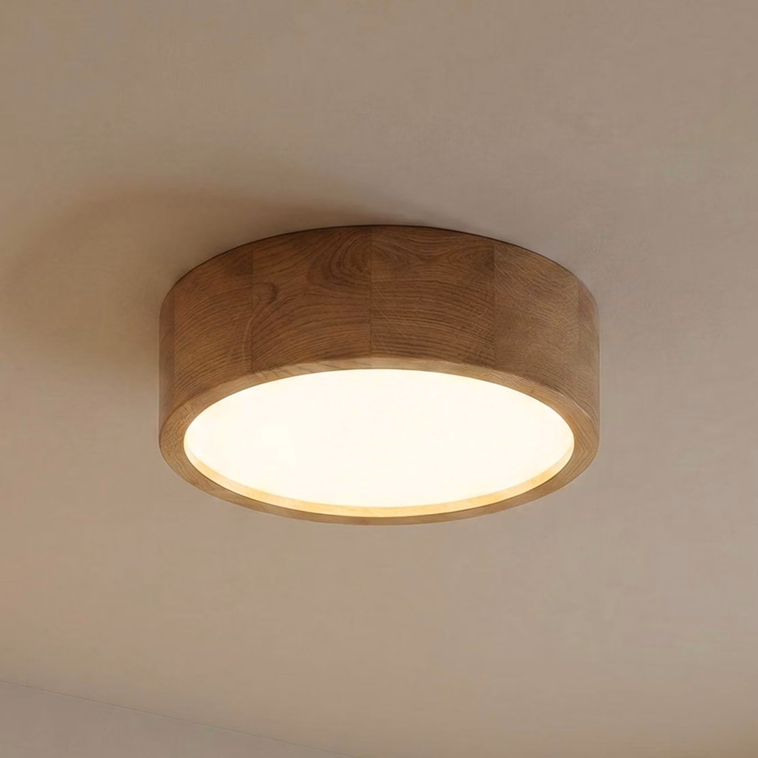 Plafoniera soffitto Deep TEMAR LIGHTING, dimmerabile, Legno chiaro, Soggiorno / Sala da pranzo, Legno, Moderno, Plafoniera