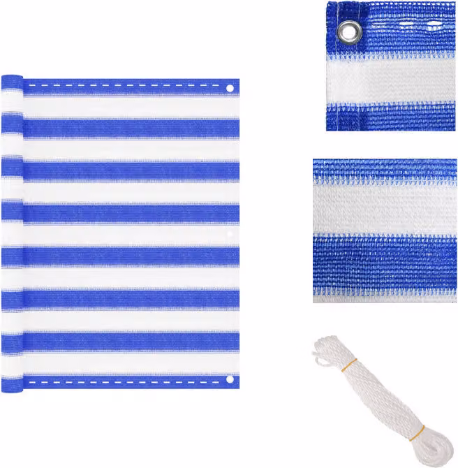 vidaXL Schermo privacy per balcone blu e bianco 90x400 cm HDPE - Ombrelloni e tende da sole