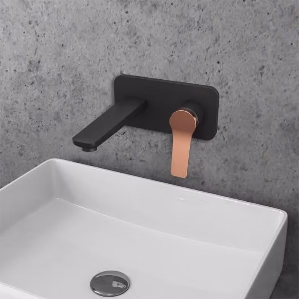 Mitigeur lavabo murale incassabile ANDARE en chrome RAV SLEZAK Finition: Cromo nero e oro rosa,