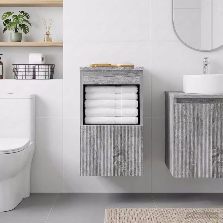 Mobile da bagno vidaXL in stile minimalista, colore grigio opaco, L: 30 cm, P: 41 cm, H: 50 cm