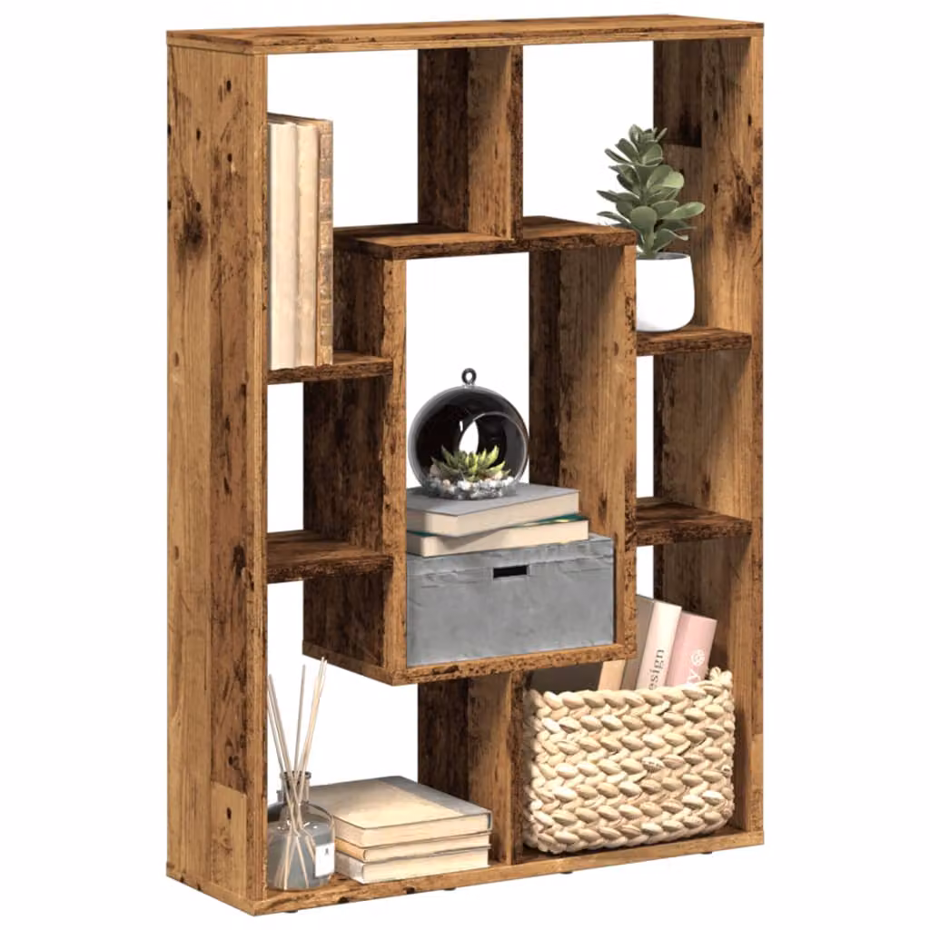 Libreria moderna vidaXL in legno e MDF color marrone con design geometrico L: 63 cm, P: 20 cm, H: 90 cm