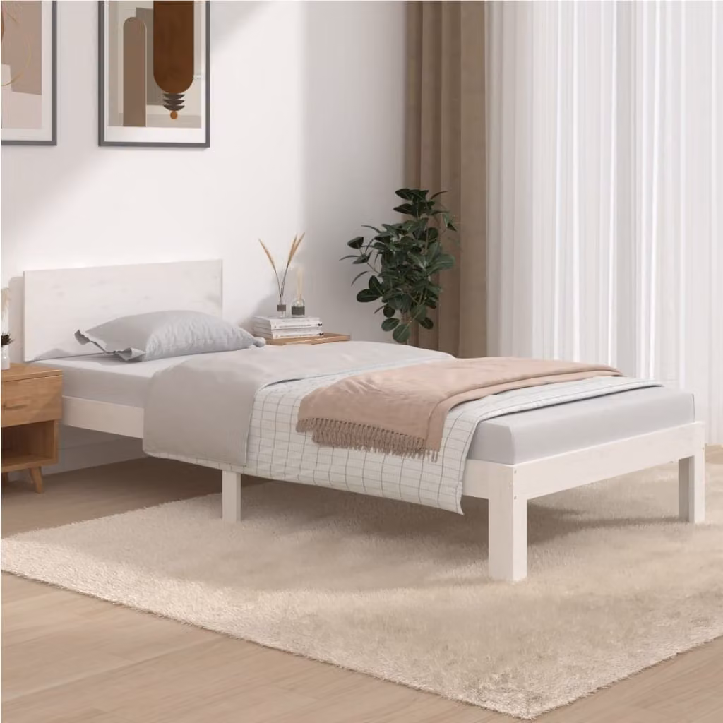 The Living Store Letto in legno massiccio di pino bianco 90x200 cm