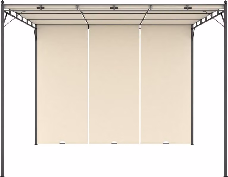 Gazebo da Giardino con Tenda Laterale 3x3x2,25m Crema