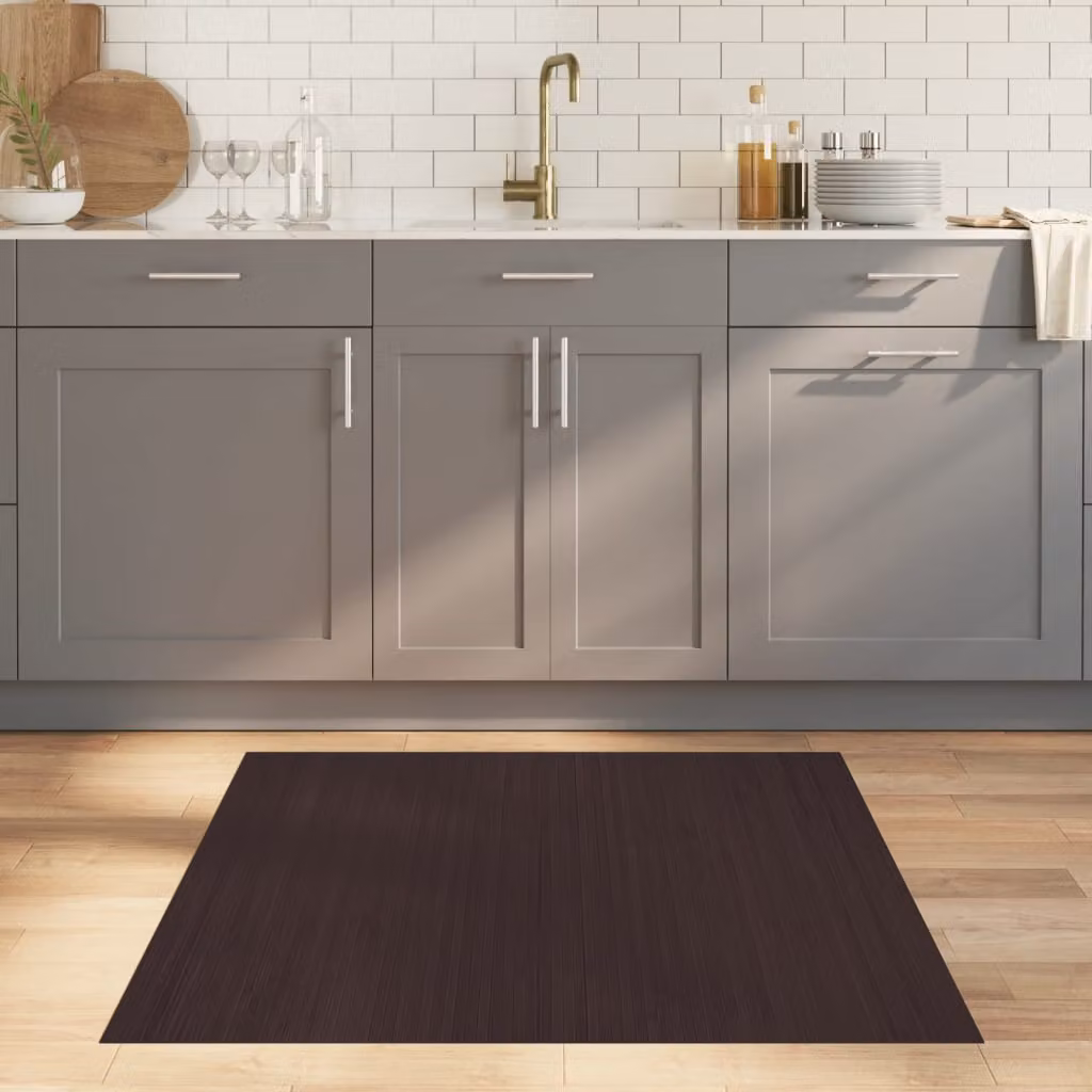 vidaXL Tappeto Quadrato Moderno in Bambù e Polipropilene Marrone Scuro L: 100 cm x L: 100 cm