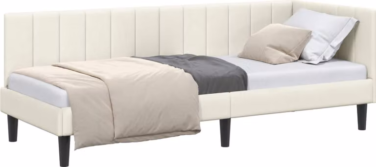 Cornice del letto ad angolo Crema 80 cm x 200 cm Velluto