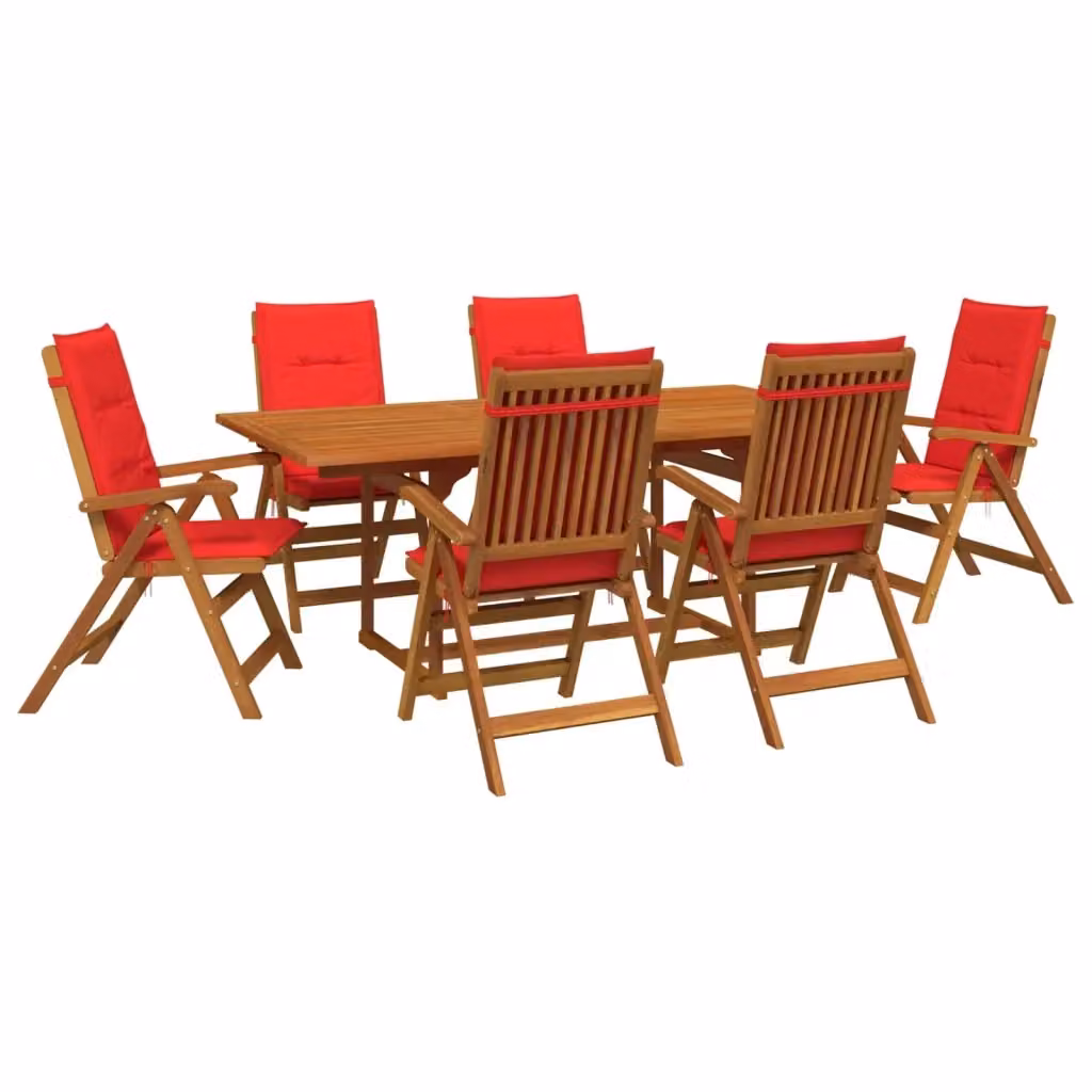 Set da pranzo da giardino vidaXL in legno di acacia oliato, 7 pezzi, colore marrone/rosso – 2