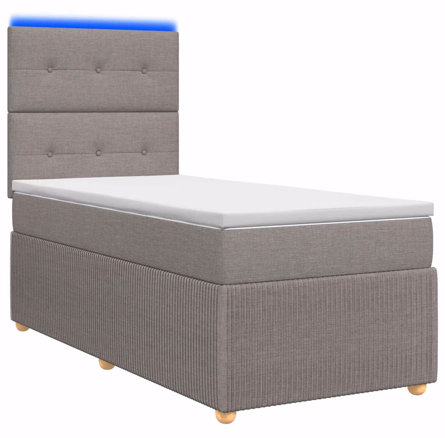 Letto boxspring LED con materasso Taupe 90 x 190 cm Tessuto
