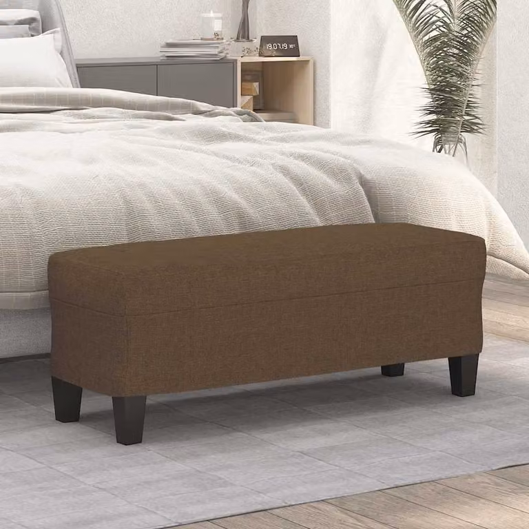 Panca moderna vidaXL in tessuto marrone con struttura in legno L: 100 cm, P: 35 cm, H: 41 cm