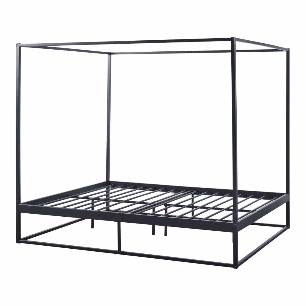 Letto a Baldacchino Kristianstad en.casa in Metallo Nero L/P/H: 160 x 200 x 206 cm – 2