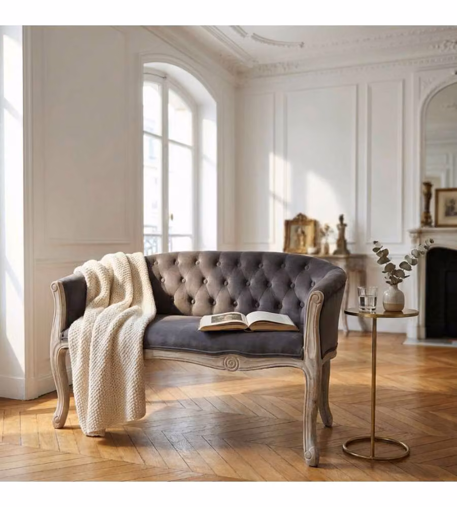 Cosma Divano 2 Posti Moderno Velluto Taupe 107x61x70 cm Soggiorno