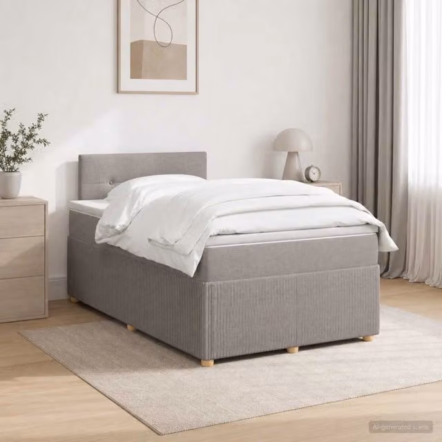 Letto box spring ibrido vidaXL con materasso a molle insacchettate e base contenitore, colore beige o grigio, L/P/H: 120 x 200 x 100,5 cm – 1