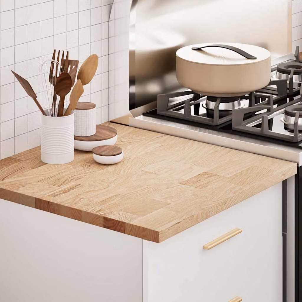 Piano di Lavoro per Cucina vidaXL in Legno Massello di Rovere Marrone L: 60 cm, P: 63,5 cm, H: 2,7 cm