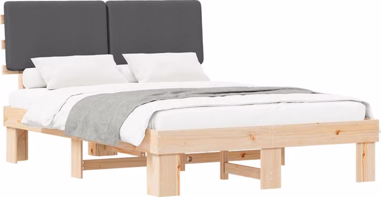 Letto con Testiera Rivestita Grigio scuro 140 x 190 cm