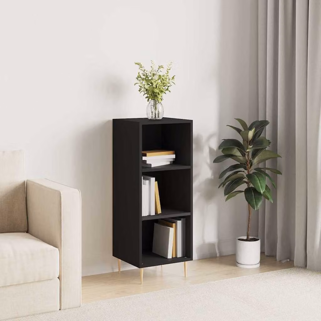 Credenza nera vidaXL in legno e metallo, sospesa, L 34,5 cm x P 32,5 cm x H 90 cm