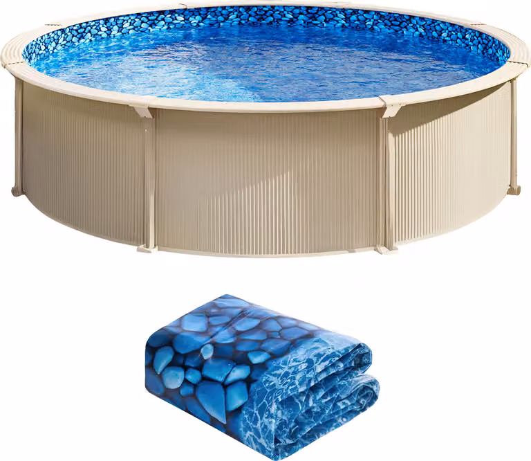 Liner per piscina SucceBuy, rotondo, 6,44 m, stile unibead, altezza parete 132 cm