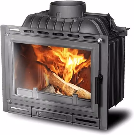 Inserto Stufa a Legna OUTINFIRE W13A ECO in Ghisa, Potenza 11,5 KW, Colore Nero o Grigio, L/P/H: 83,0 x 50,4 x 55,0 cm