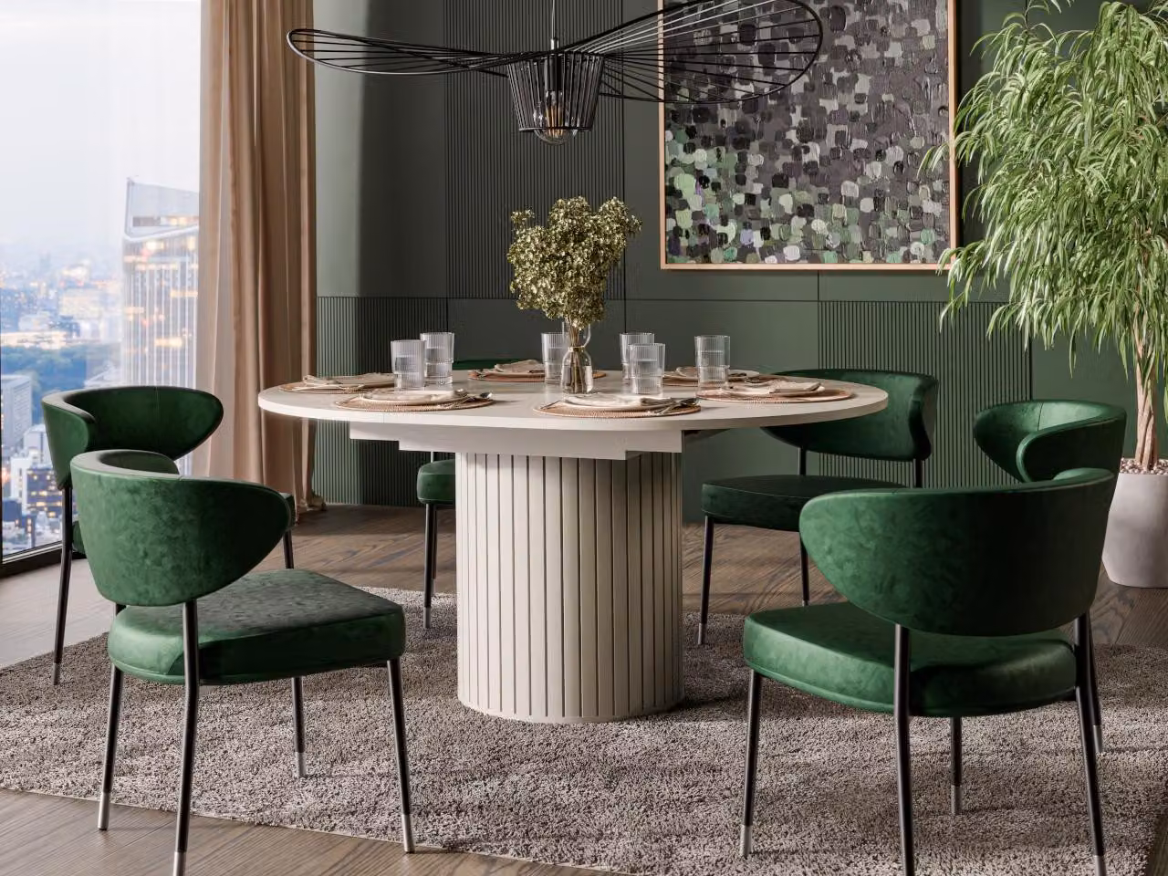 Tavolo da pranzo allungabile 120(160)x120 APEX - cashmere