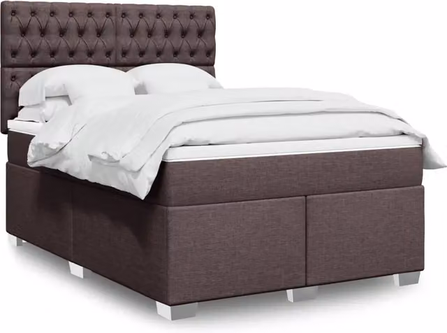 Letto con Giroletto a Molle e Materasso vidaXL, Colore Marrone e Bianco, L/P: 140 x 190 cm – 1
