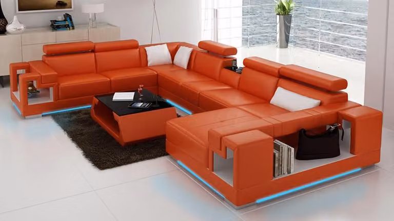 Ledersofa Sofa Couch Wohnlandschaft Ecksofa Eck Garnitur Design Modern K5001
