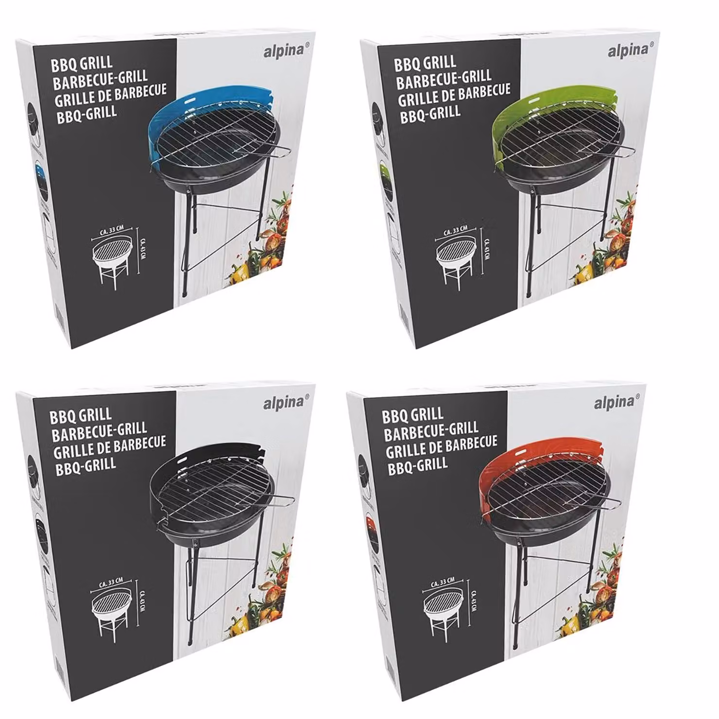 ALPINA Barbecue a carbone tondo in metallo tipo kettle – 4