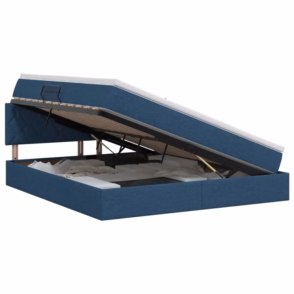 Letto con contenitore e materasso vidaXL in velluto blu, L/P/H: 180 x 200 x 88 cm – 2