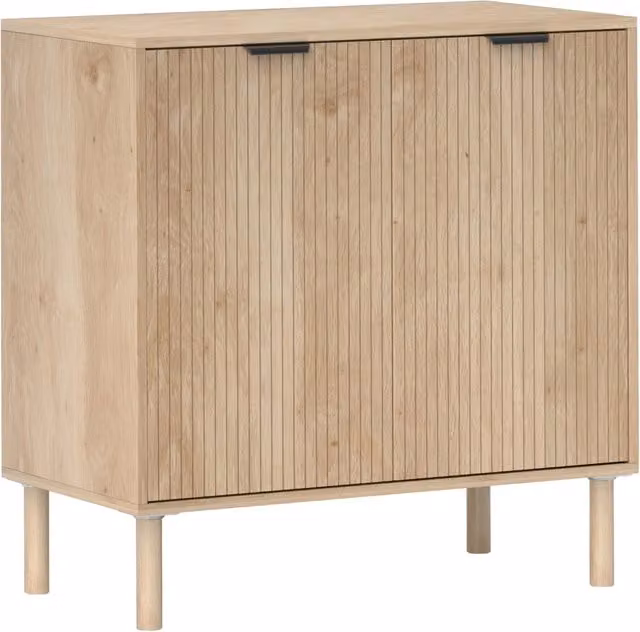 Armadio Minimal con Ante Battenti e Ripiani Interni in Rovere, L: 78 cm, P: 40 cm, H: 77,5 cm
