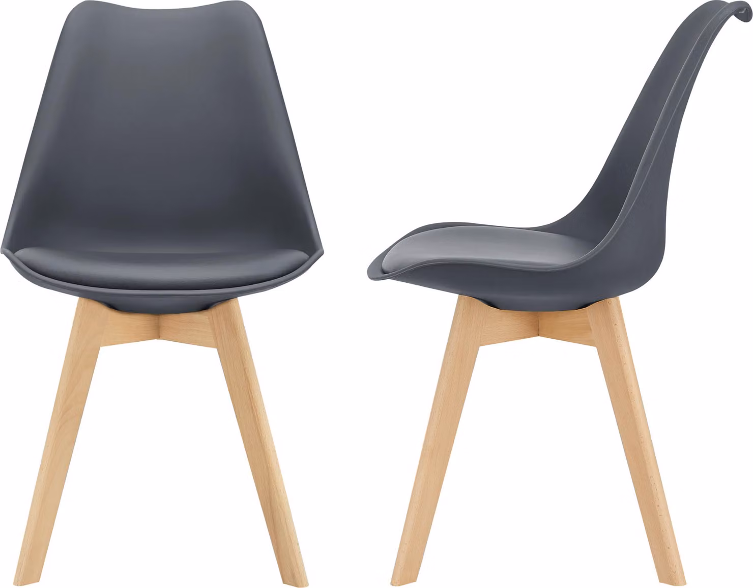 Sedia da pranzo 'Fläten' set di 2 sedie imbottite in ecopelle grigio