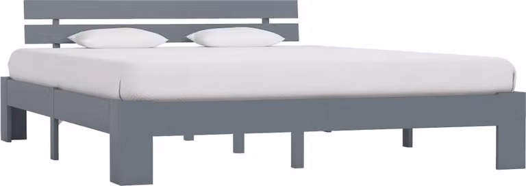 The Living Store Letto in legno massiccio di pino grigio 160x200 cm