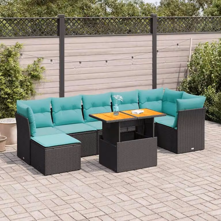 Maison Exclusive - Set da giardino 8 pezzi con cuscini in polyrattan nero