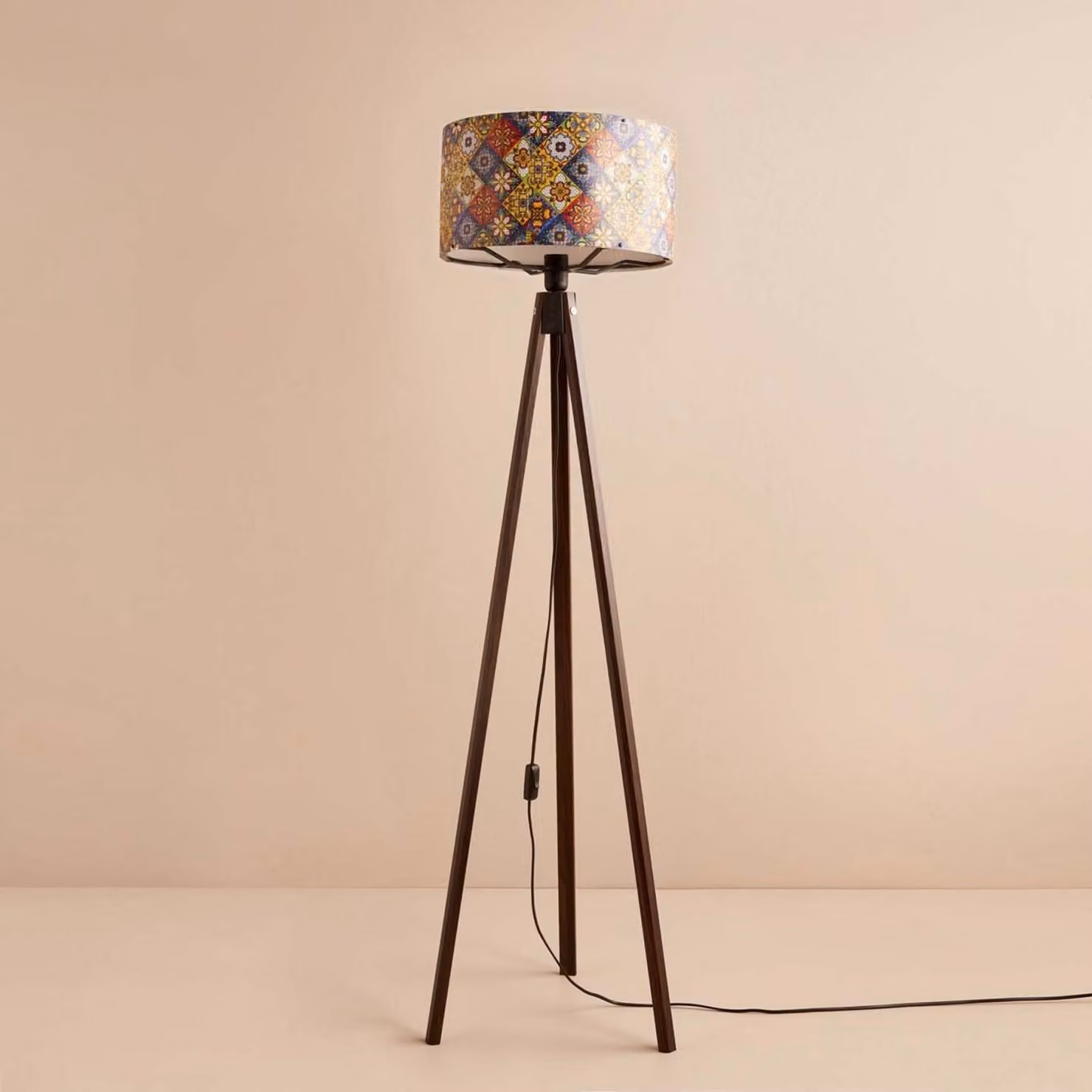 Opviq, AYD-3460, Lampada da terra, 100 % tessuto, Multicolore, 21 x 21 x 140 cm