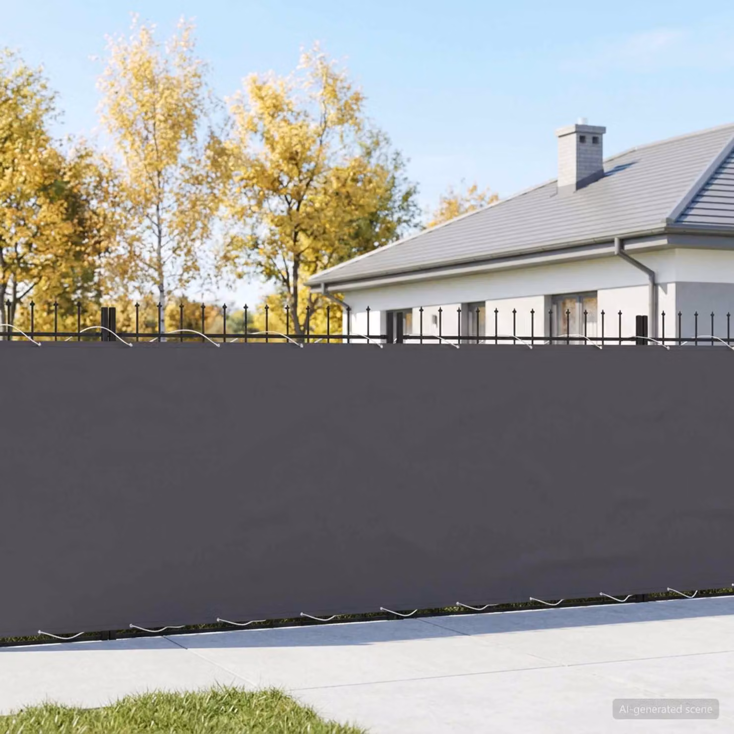 Schermo di privacy per balcone vidaXL in poliestere e alluminio, colore grigio antracite, L: 300 cm, H: 180 cm
