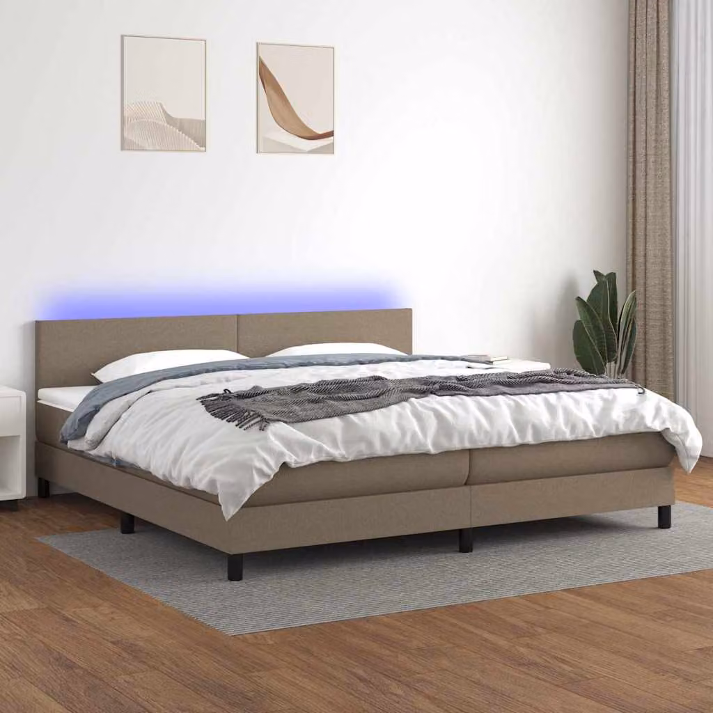 Letto a molle con materasso e illuminazione LED vidaXL in tessuto tortora L/P: 200 x 200 cm – 1