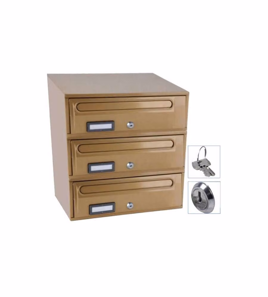 Casellario Orizzonatale 3P Acc Bronzato