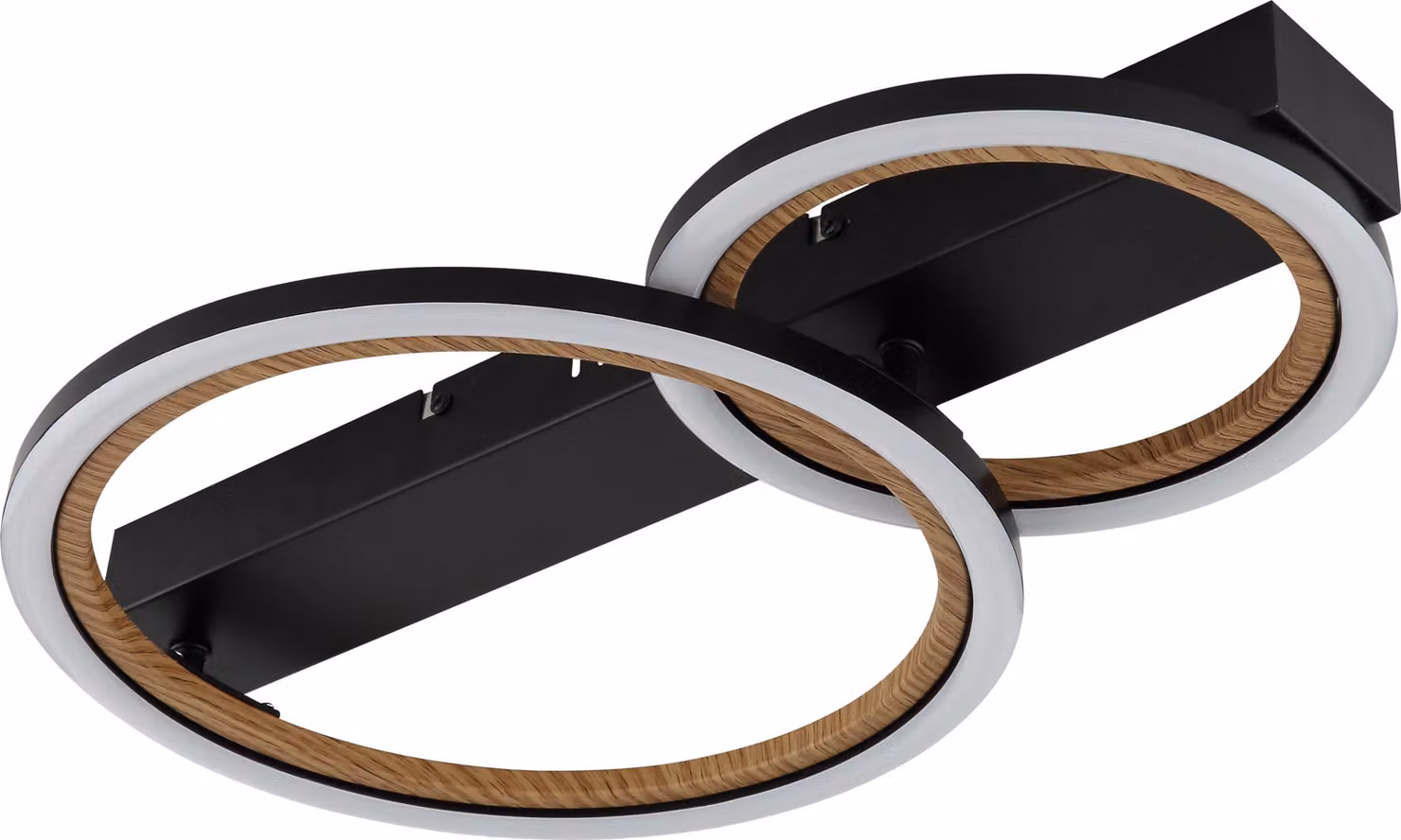Plafoniera LED, effetto legno, nero, L 44 cm
