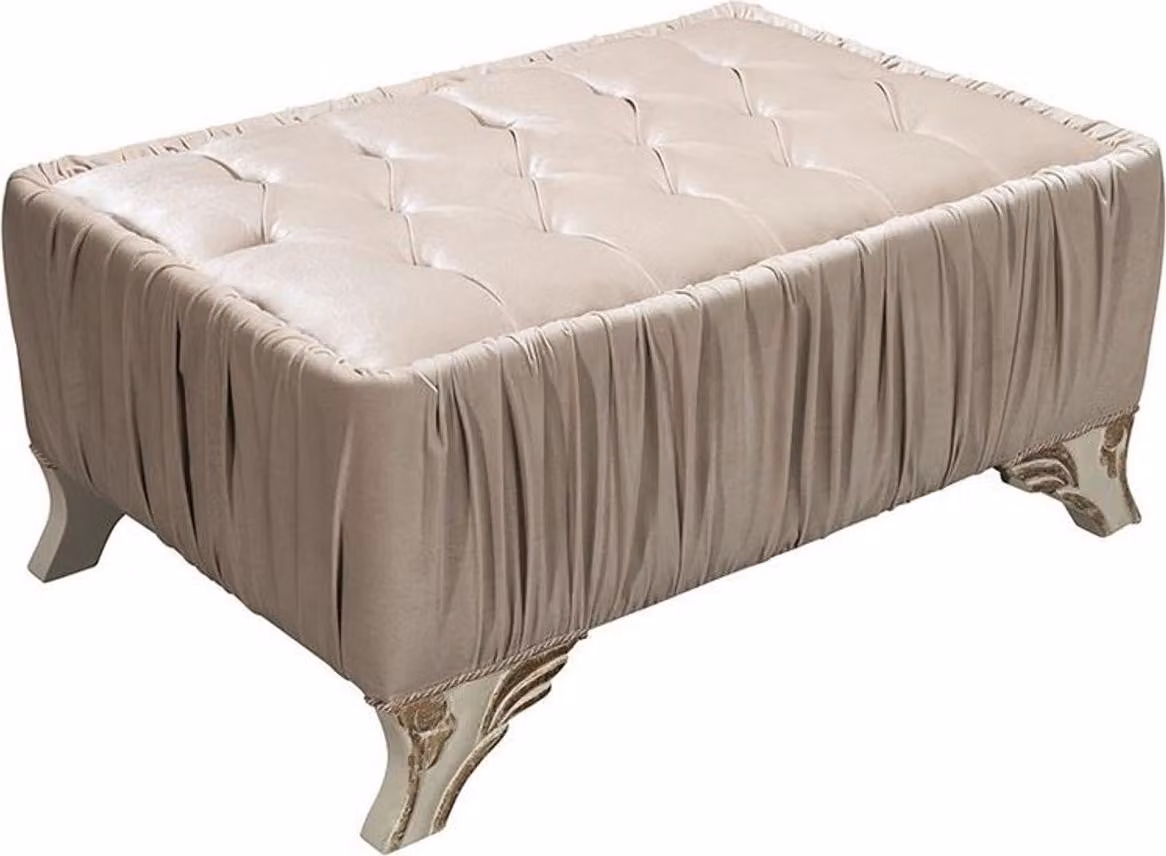 Casa Padrino tavolino barocco grigio / crema / oro 100 x 80 x h. 45 cm - Tavolino da salotto con pietre scintillanti - Mobili da salotto in stile barocco