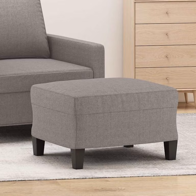 Poggiapiedi vidaXL in tessuto tortora con struttura in legno L: 60 cm, P: 50 cm, H: 41 cm